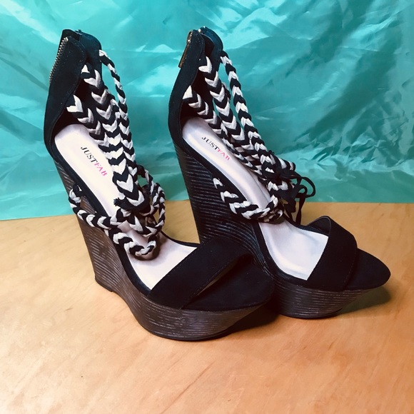 Women’s Chunky Heel Platform Open Toe Wedges Size 8.5 - Picture 3 of 6